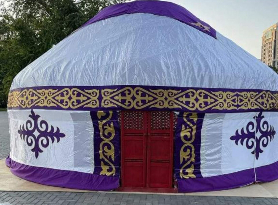 Kazakh yurt installed on Seaside Boulevard of Baku