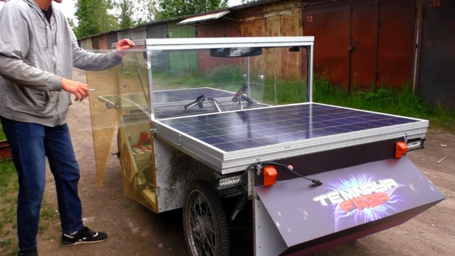 Traveling in solar-powered car